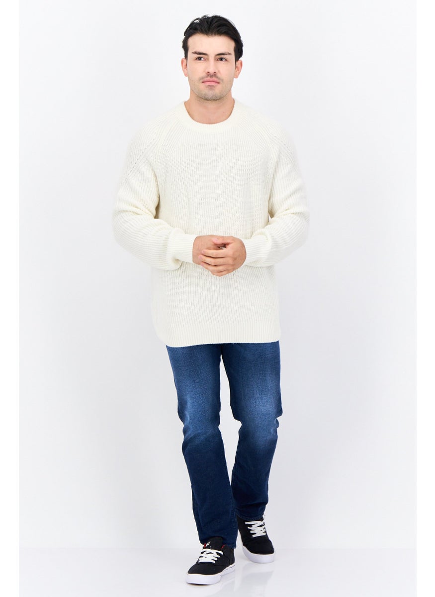 Jules Men Crew Neck Knitted Sweater, Ivory  - Image 4