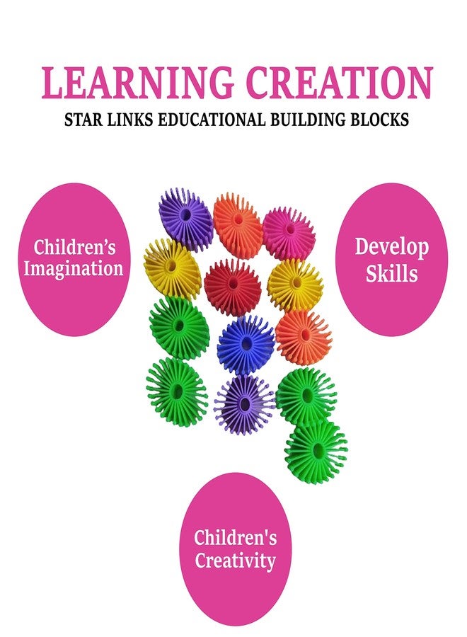 Toodles Learnings 20 Pieces Star Links Activities Educational Building Blocks Toys for Kids Boys Girls Multicolor for Kids for 1 to 5 Year's Kid - for Gifting - Image 3