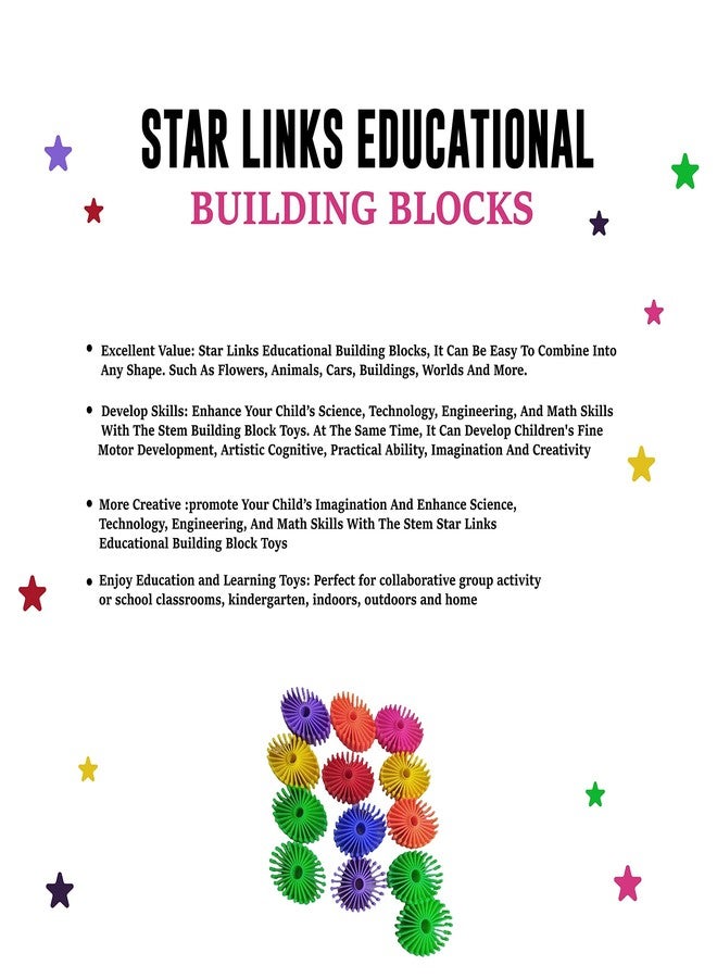 Toodles Learnings 20 Pieces Star Links Activities Educational Building Blocks Toys for Kids Boys Girls Multicolor for Kids for 1 to 5 Year's Kid - for Gifting - Image 5