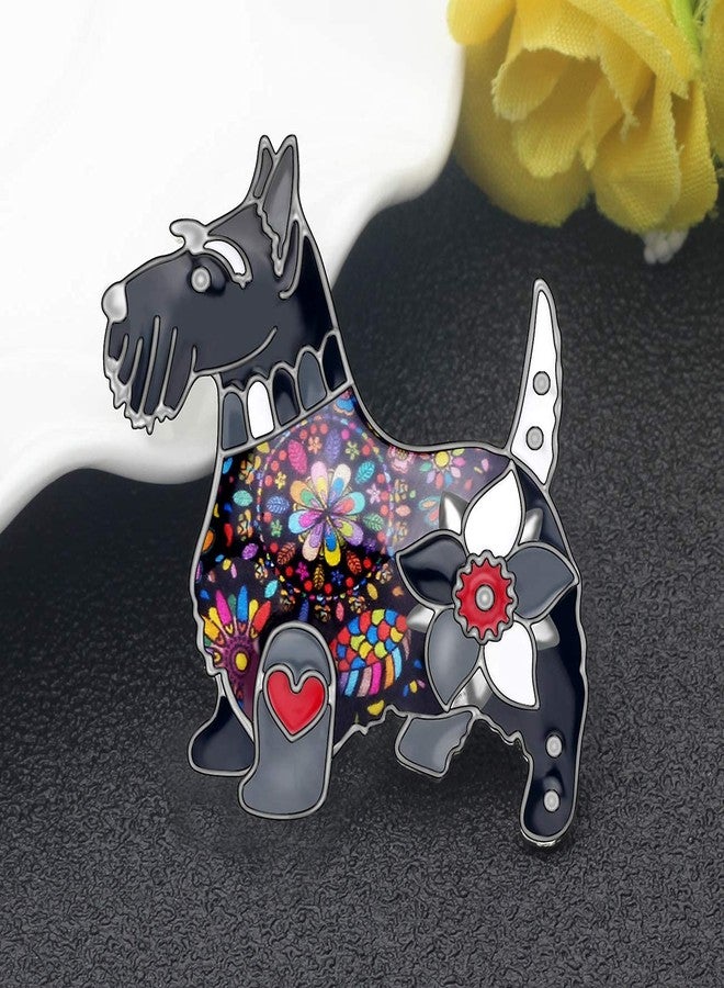 DUOWEI Metal Enamel Rhinestone Scottish Dog Brooches Lovely Pet Pin Clothes Scarf Accessories Women Jewelry Gift (Black) - Image 2