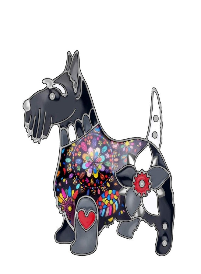 DUOWEI Metal Enamel Rhinestone Scottish Dog Brooches Lovely Pet Pin Clothes Scarf Accessories Women Jewelry Gift (Black) - Image 1