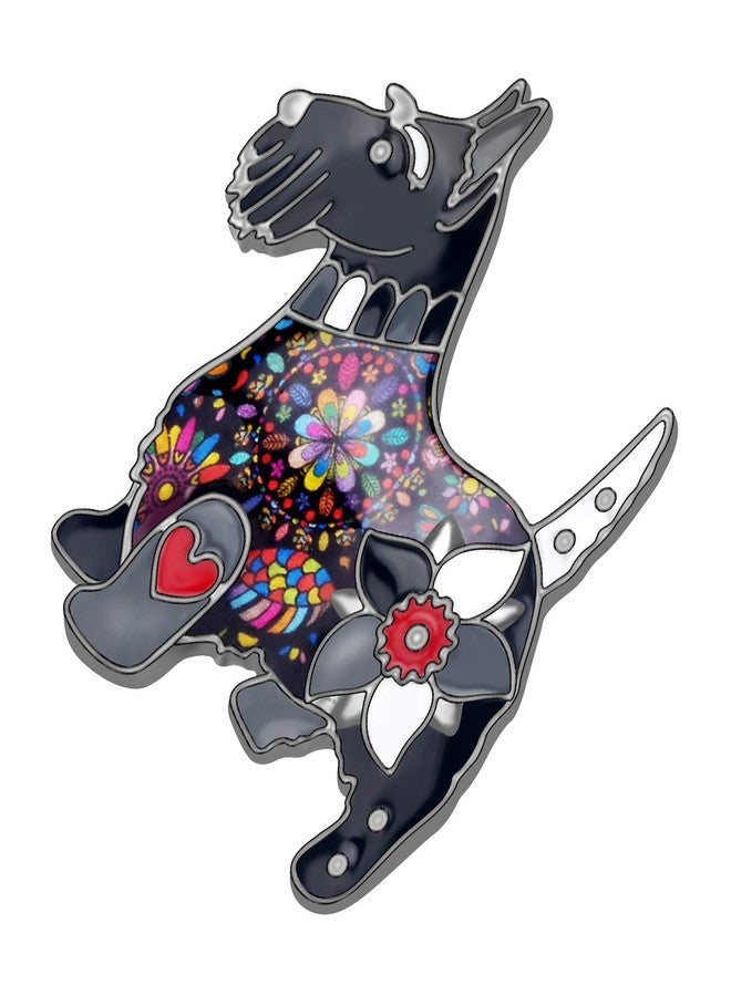 DUOWEI Metal Enamel Rhinestone Scottish Dog Brooches Lovely Pet Pin Clothes Scarf Accessories Women Jewelry Gift (Black) - Image 3