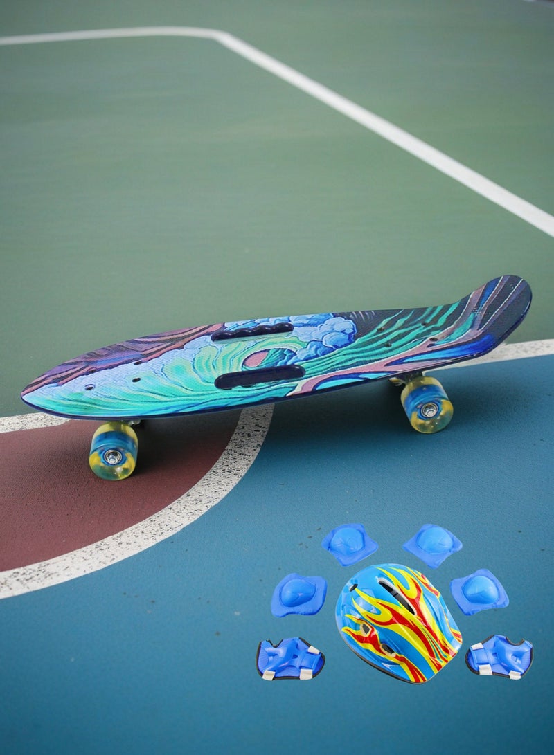 إيزي فيتشور لوح تزلج كامل للأطفال من EASY FUTURE - لوح قصير Penny Board Cruiser للشباب من سن 6 إلى 12 عامًا، والمراهقين والمبتدئين الذين يتعلمون التزلج، بما في ذلك مجموعة معدات الحماية الكاملة - Image 5