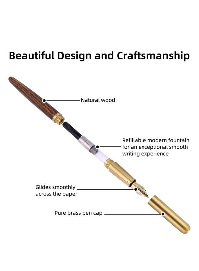 Cobee® Vintage Wooden Fountain Pen, Fine Point, Black, 0.5mm, Smooth Writing, Gift Supplies - Image 3