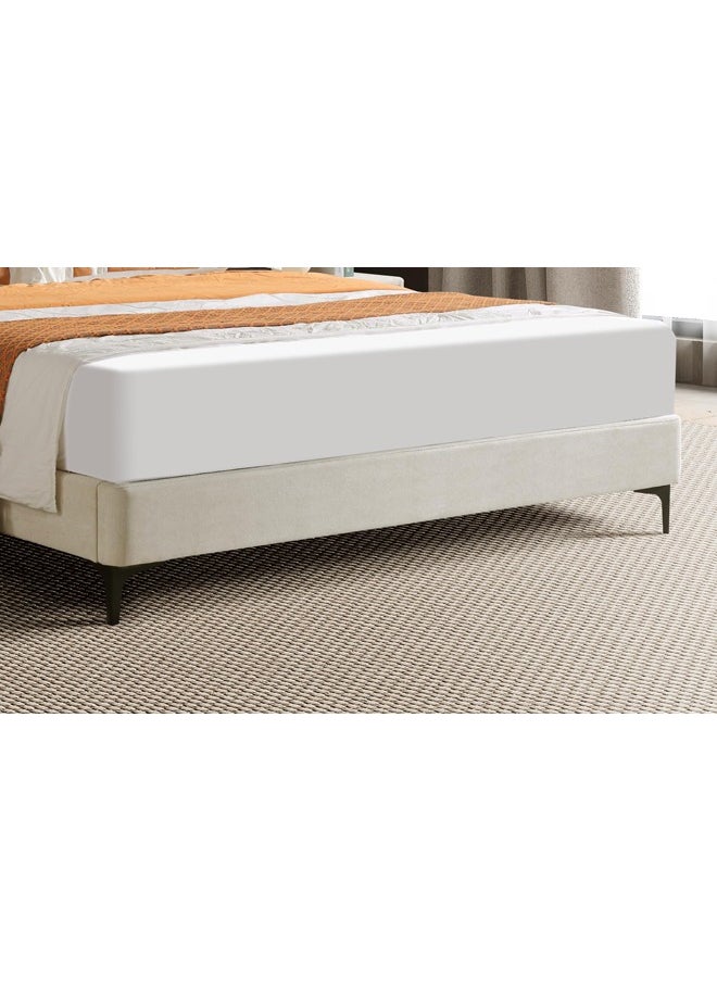 Home Canvas KYOTO Single Upholstered Bed with Straight-Line Headboard & Metal Feet (120x200)  - Image 5