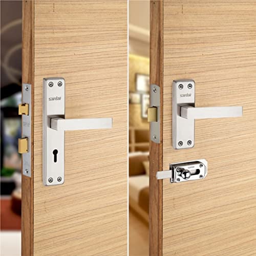 SARDAR Square Stainless Steel Handle | Bathroom and Bedroom Door Handle | Door Handle with Mortice Lock| 2 Keys| Door Latch - Image 1