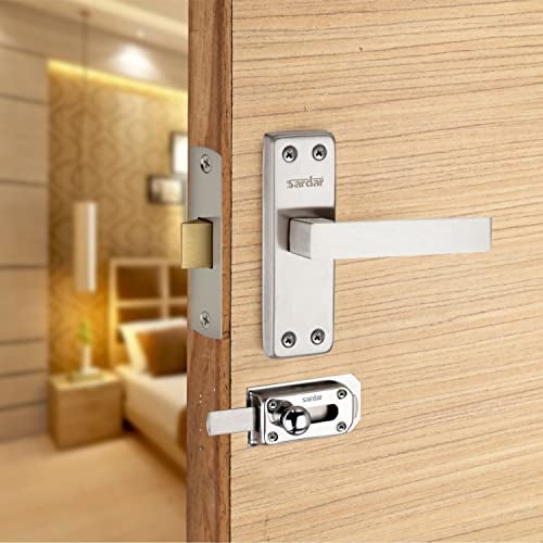 SARDAR Square Stainless Steel Handle | Bathroom and Bedroom Door Handle | Door Handle with Mortice Lock| 2 Keys| Door Latch - Image 3