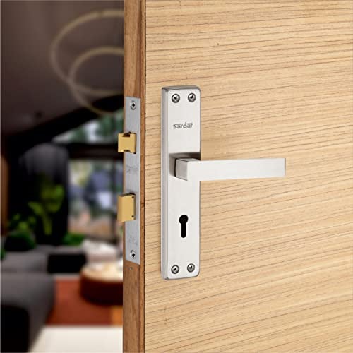 SARDAR Square Stainless Steel Handle | Bathroom and Bedroom Door Handle | Door Handle with Mortice Lock| 2 Keys| Door Latch - Image 2