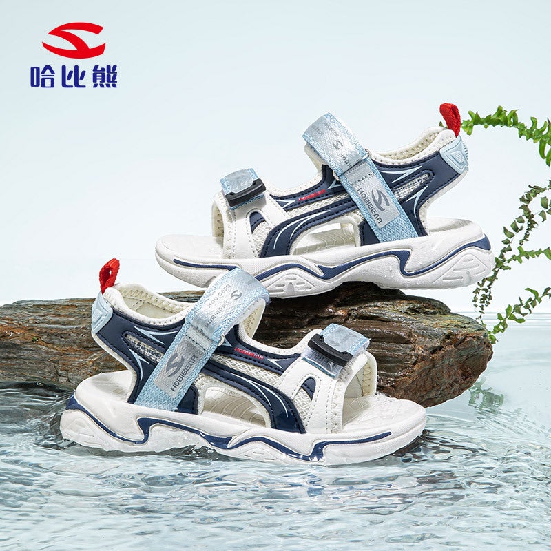 Habi Bear Boys Sandals Summer Velcro Children Open Toe Soft Sole Beach Shoes Summer Casual Shoes A Generation Of Hair - Image 3
