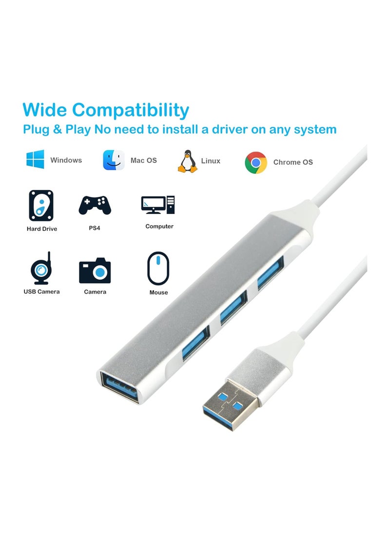 Generic 4-Port USB 3.0/2.0 Hub with Aluminum Alloy Design – 5Gbps Data Transfer Speed, Compatible with Windows  - Image 4