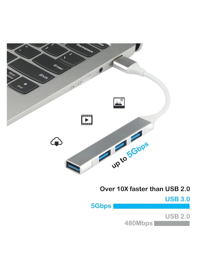 Generic 4-Port USB 3.0/2.0 Hub with Aluminum Alloy Design – 5Gbps Data Transfer Speed, Compatible with Windows  - Image 3
