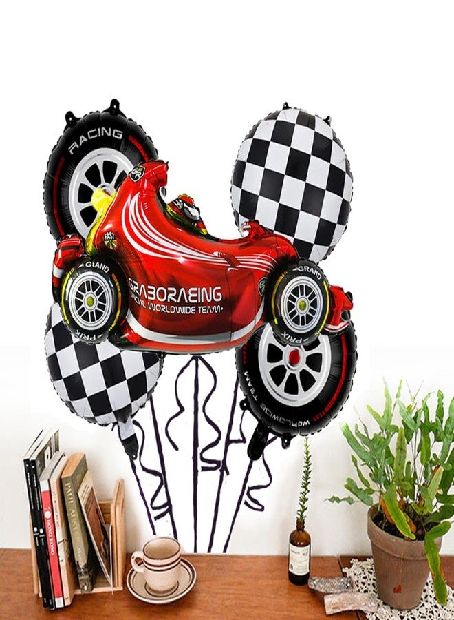 Morndew 5 PCS Racing Foil Balloons for Kids F1 Racer Themed Party Birthday Party Baby Shower Wedding Party Decorations - Image 3