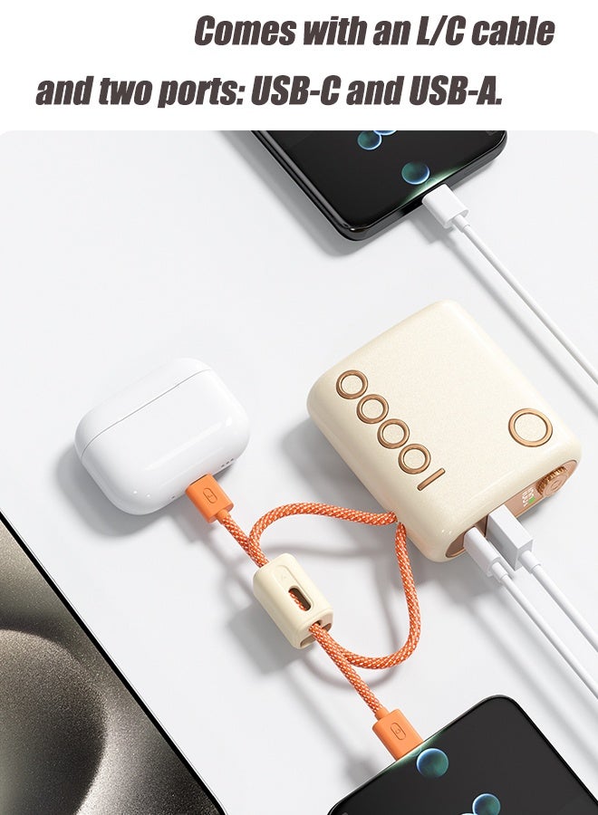Kelesa 10000mAh Power Bank，SuperMini Portable Charger ,22.5W fast charging, USB and Type-C  Input & Output，With dual data cables (L&C)for iPhone17/16/15/14 Series, Samsung, Huawei, Xiaomi, Redmi, Vivo, Oppo, iPad, Apple Watch，Green. - Image 3