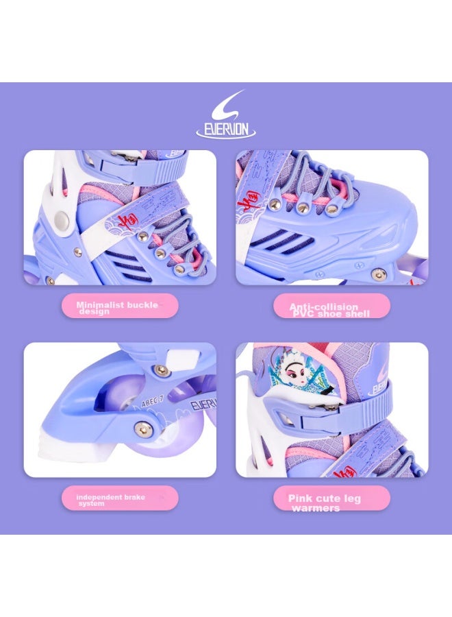 Evervon Roller Skates For Children, Inline Skates With Full Lighting, Ev388 Model With Helmet And Protective Gear, Purple, Size M - Image 4