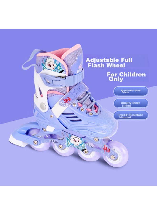 Evervon Roller Skates For Children, Inline Skates With Full Lighting, Ev388 Model With Helmet And Protective Gear, Purple, Size M - Image 2