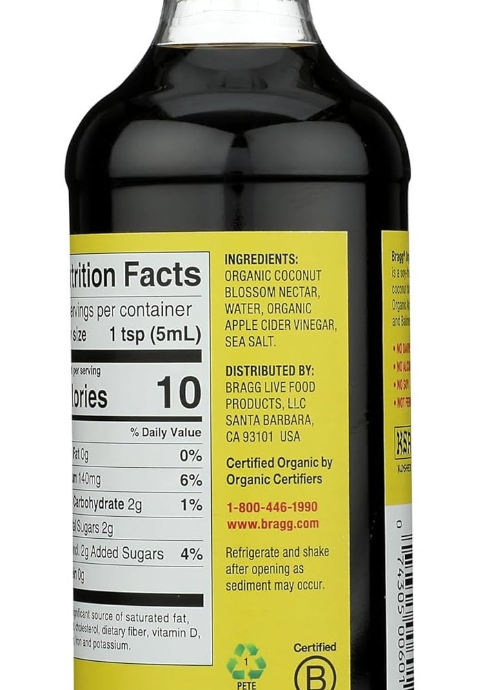 Bragg Organic Coconut Liquid Aminos - 16oz Soy-Free Seasoning, Gluten-Free, Vegan, No Salt Added - Image 2