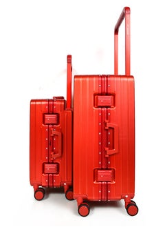 MORANO Morano Hard-Side Women Luggage Made of Polycarbonate Lightweight 4 Double Wheeled Suitcase with Built-In TSA type lock (2-Set, Red) Size 20''+24''Inches.  - Image 3