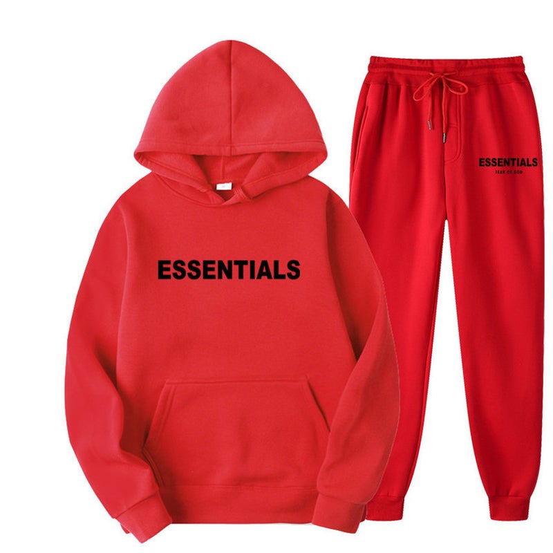 Men's Fleece-Lined Hooded Tracksuit Set Long Sleeve Casual Winter Sweatsuit