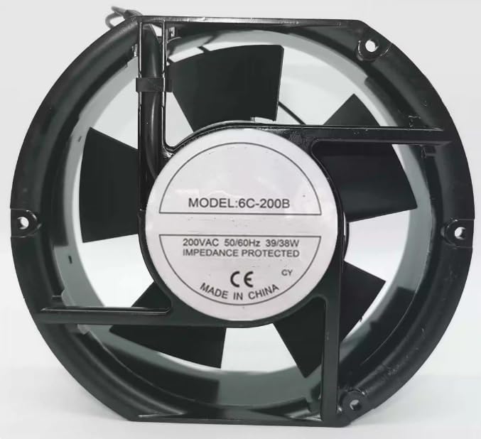 6C-200B مروحة تبريد بجهد كهربائي AC 200V وقدرة 39/38 واط، أبعاد 172x150x51 مم، تعمل بسلكين - Image 1