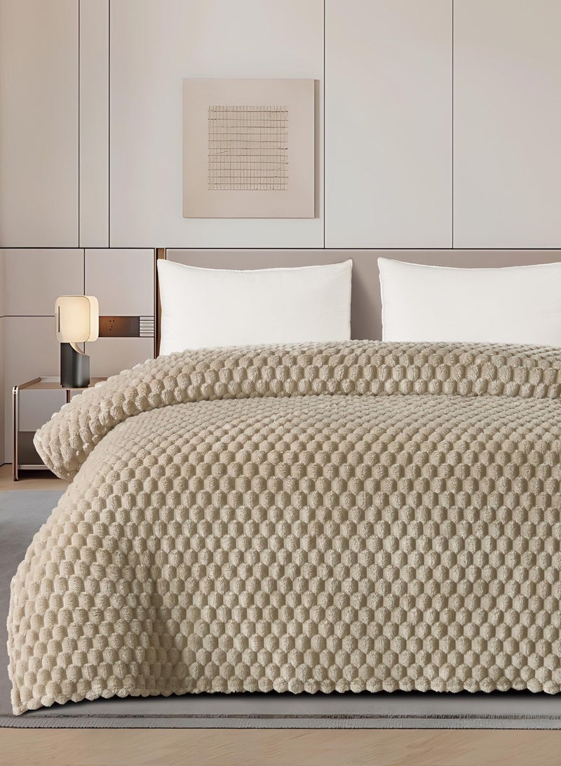 مينجلي بطانية سرير ناعمة الملمس محفر نفرين صيفي 1.8  كليو جرام مقاس كينج 220x200 سم - Image 3