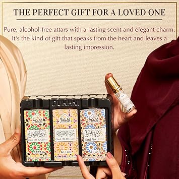 DUKHNI Oud Attar Oil Set by Dukhni Arab perfume oils for men and women 3 assorted roll on perfume scents x 6ml Arabic oudh oil fragrances Eid Ramadan Gift Set Halal Vegan Islamic Fragrances - Image 5