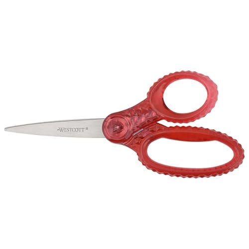 Westcott GEM Crystal-Design Scissors for Kids Ages 12+ - Back to School Essentials and Classroom Supplies - 7-Inch Pointed Student Scissors - for Right- or Left-Handed Use - Pink - 1 Pack - Image 1