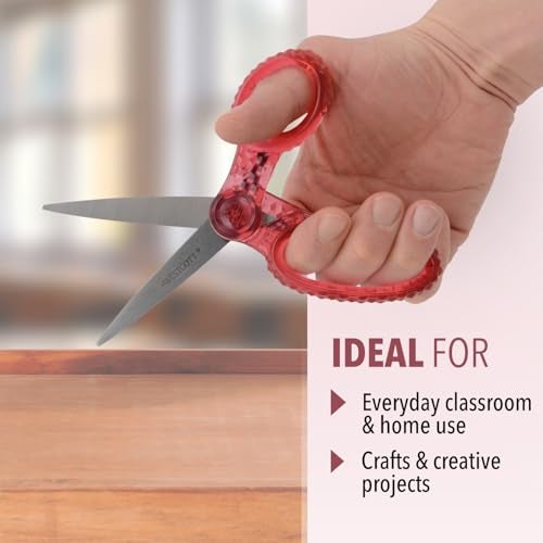 Westcott GEM Crystal-Design Scissors for Kids Ages 12+ - Back to School Essentials and Classroom Supplies - 7-Inch Pointed Student Scissors - for Right- or Left-Handed Use - Pink - 1 Pack - Image 4