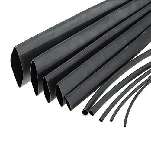 Rpi shop - 8 Meters in total Heat Shrink Tubes: 1 Meter each 1mm, 2mm, 3mm, 4mm, 5mm, 6mm, 8mm & 10mm Polyolefin 2:1 Sleeve for Wrap - Black - Image 1