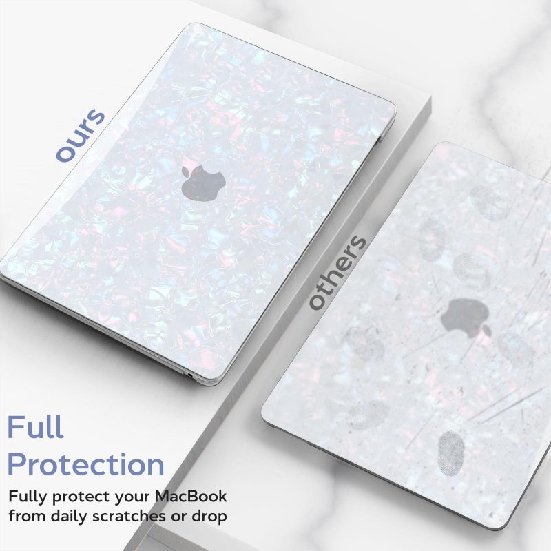 B Belk Compatible With Macbook Air 13 Inch Case 2022 2021 2020 2019 2018 M1 A2337 A2179 A1932  Plastic Laptop Hard Shell +Keyboard Cover +Screen Protector For Macbook Air 13.3 Inch Case  Shiny Pearl - Image 5