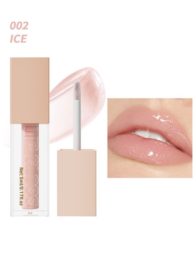 HelloKiss Aqua Mirror Lip Gloss, High Shine Lip Glow, Moisturizing and Moisturizing Pouty Lips, Pearlescent Fine Glitter ( 002:ICE )  - Image 1
