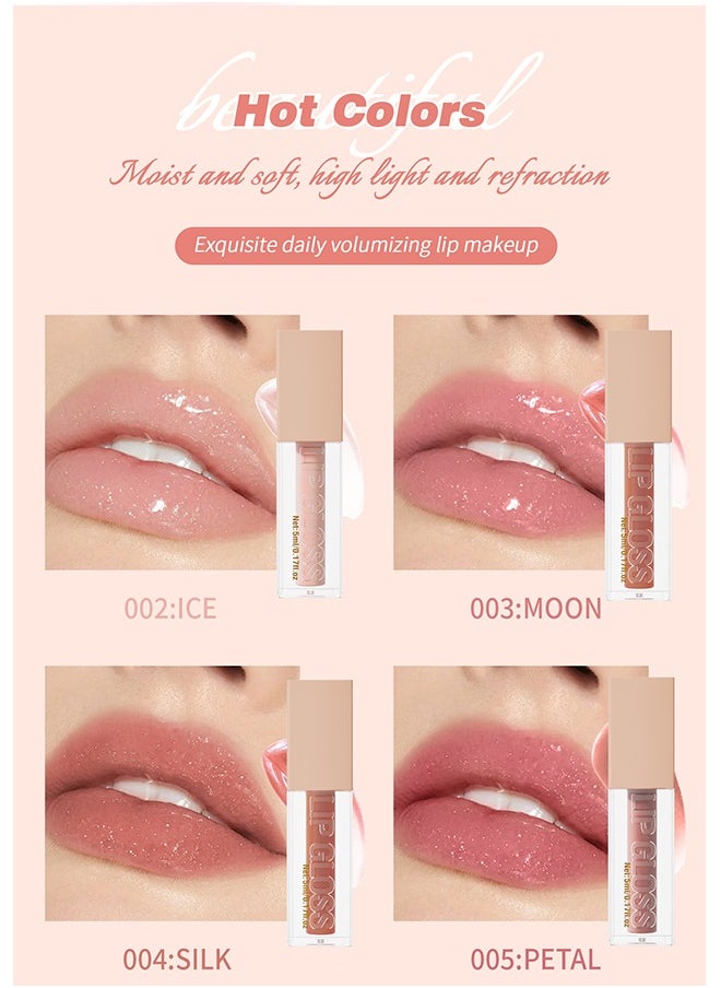 HelloKiss Aqua Mirror Lip Gloss, High Shine Lip Glow, Moisturizing and Moisturizing Pouty Lips, Pearlescent Fine Glitter ( 002:ICE )  - Image 2
