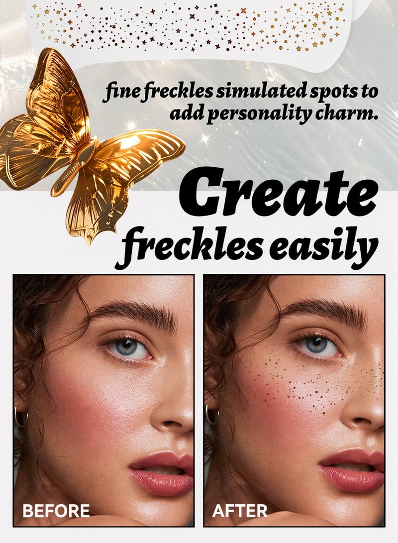 6 Pack Freckles Temporary Tattoo Face Stickers Waterproof Natural Looking Fake Freckles Makeup Stickers Glitter Star Butterfly Face Decals Easy Apply Long Lasting Party Stage Festival Women Makeup Accessory - Image 4
