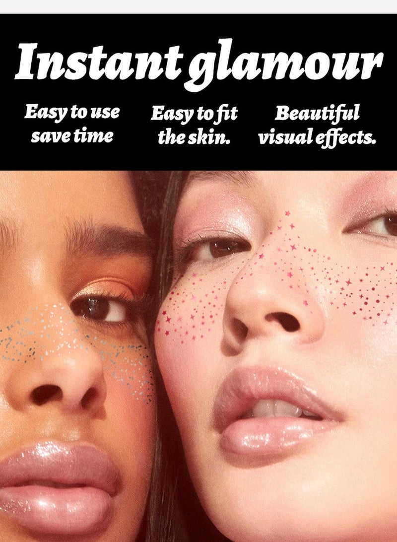 6 Pack Freckles Temporary Tattoo Face Stickers Waterproof Natural Looking Fake Freckles Makeup Stickers Glitter Star Butterfly Face Decals Easy Apply Long Lasting Party Stage Festival Women Makeup Accessory - Image 5