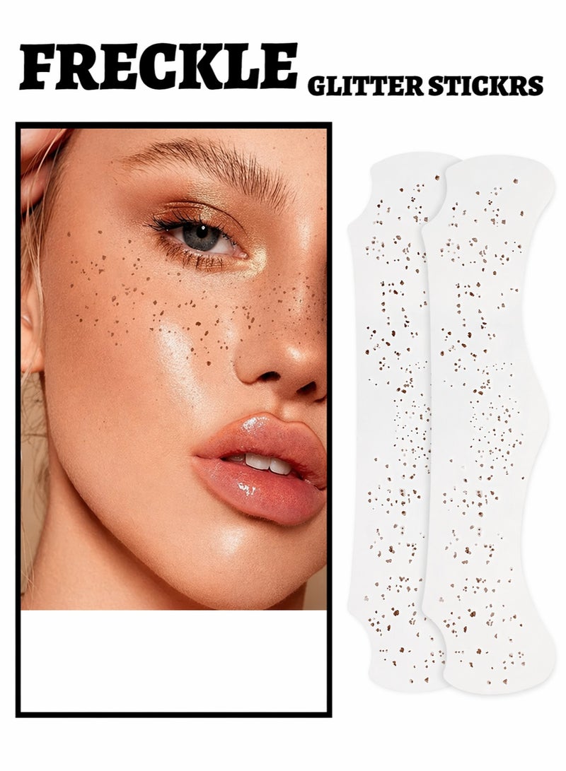 6 Pack Freckles Temporary Tattoo Face Stickers Waterproof Natural Looking Fake Freckles Makeup Stickers Glitter Star Butterfly Face Decals Easy Apply Long Lasting Party Stage Festival Women Makeup Accessory - Image 2