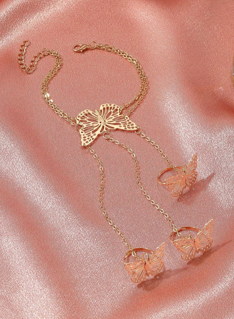 Butterfly Decor Finger Ring Bracelet  - Image 1