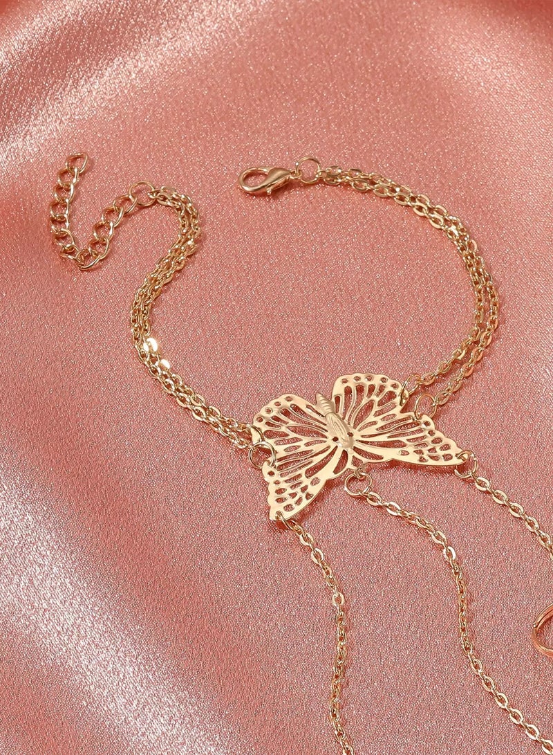 Butterfly Decor Finger Ring Bracelet  - Image 3