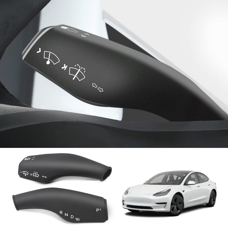 KUNIST Steering Lever Cover for Tesla Model 3 Model Y Full Protection Silicone Gear Shift Cover Accessories Gear Lever Protector for Tesla Accessories Black