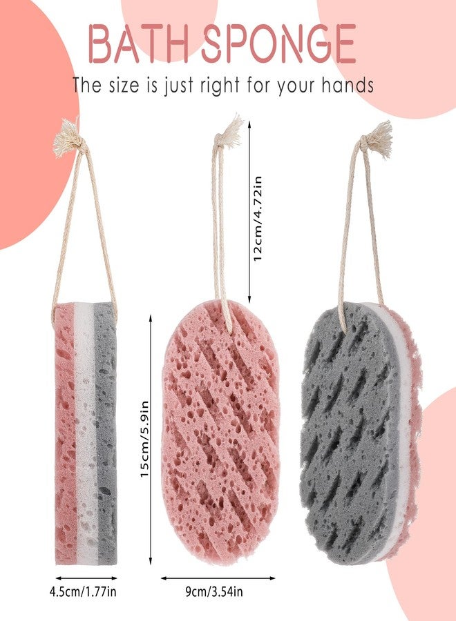Dimeho 3PCS Bath Sponge for Women Soft Bath Sponge Gentle Sponge Loofah Body Scrubber Shower Sponge for Body Wash Bathroom Deep Cleansing Bathing Sponge Bathing Accessories 3 Colors Large Size - Image 2