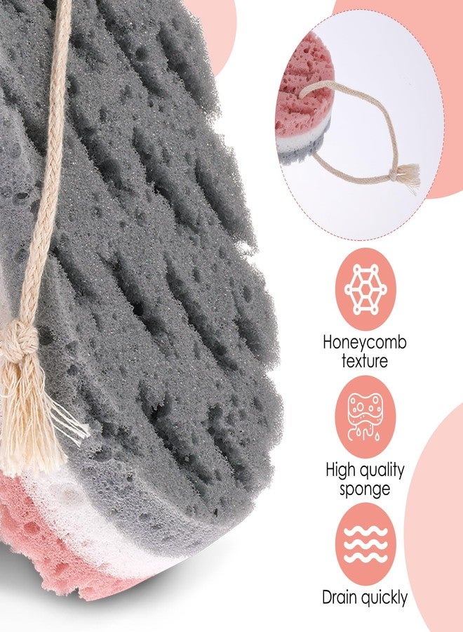 Dimeho 3PCS Bath Sponge for Women Soft Bath Sponge Gentle Sponge Loofah Body Scrubber Shower Sponge for Body Wash Bathroom Deep Cleansing Bathing Sponge Bathing Accessories 3 Colors Large Size - Image 3