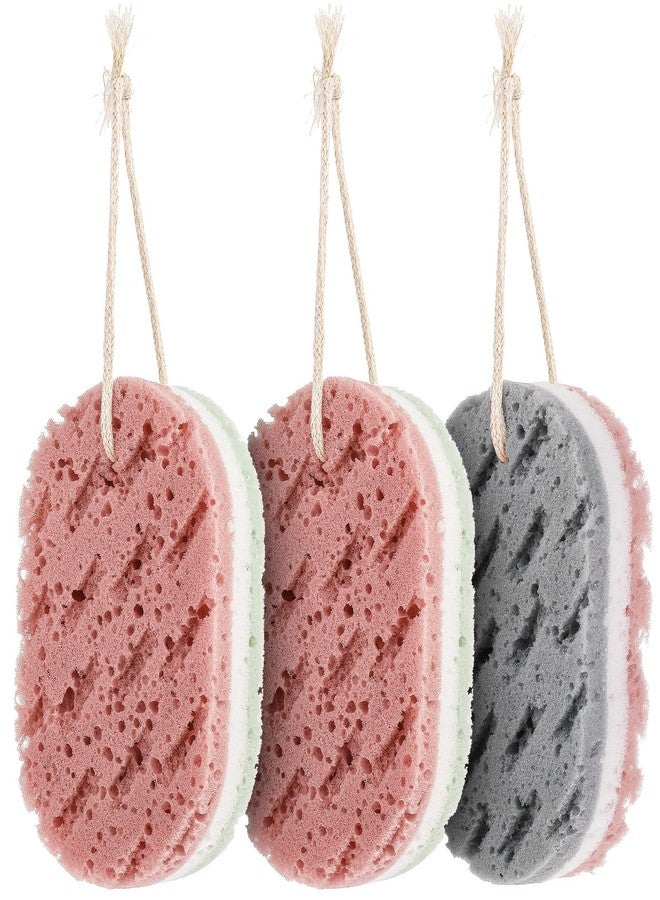 Dimeho 3PCS Bath Sponge for Women Soft Bath Sponge Gentle Sponge Loofah Body Scrubber Shower Sponge for Body Wash Bathroom Deep Cleansing Bathing Sponge Bathing Accessories 3 Colors Large Size - Image 1