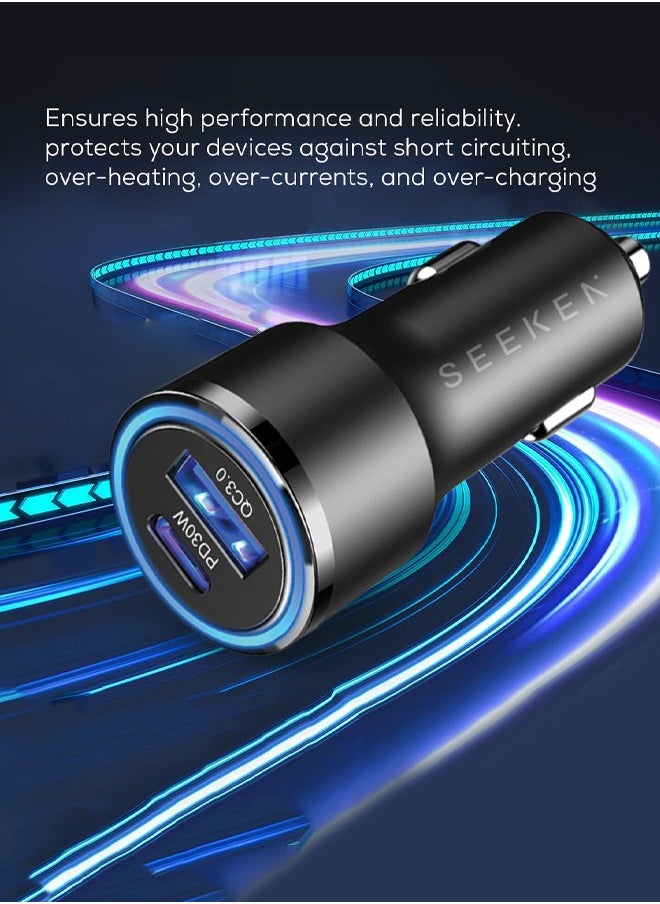 SEEKEN 48W Dual USB CAR CHARGER - Black | Over Voltage Protection | Fast Charging | Premium Design | High-Quality.