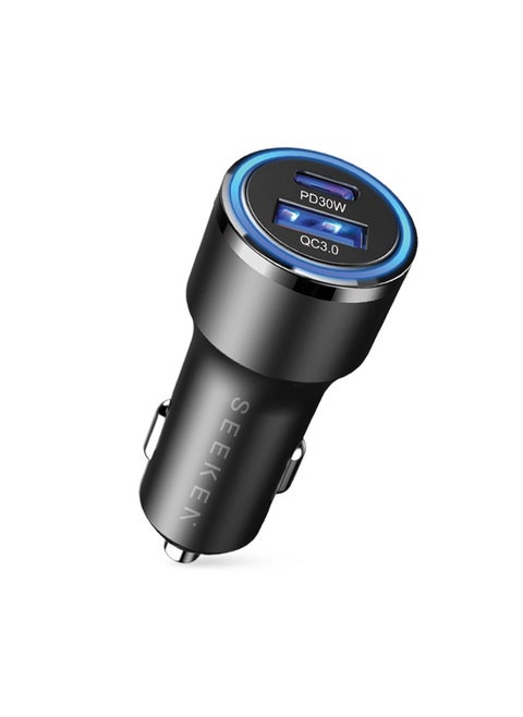 SEEKEN 48W Dual USB CAR CHARGER - Black | Over Voltage Protection | Fast Charging | Premium Design | High-Quality.