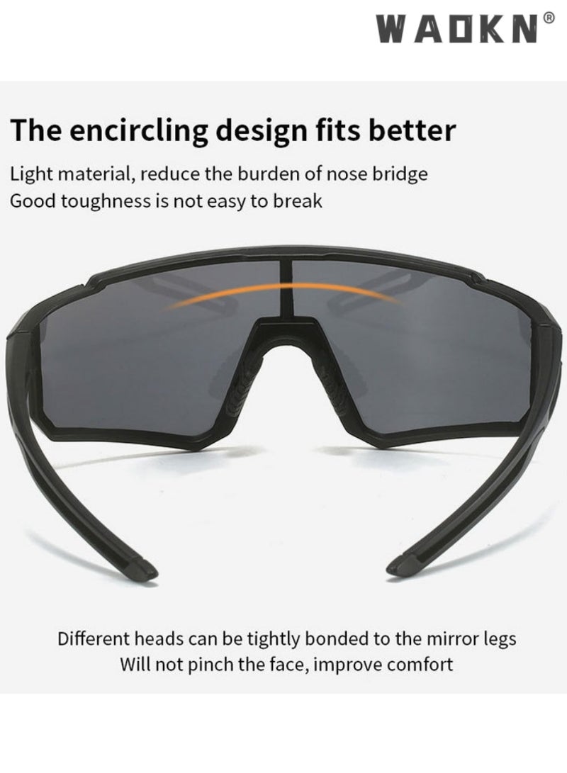 WAOKN Polarized Cycling Glasses,Sports Sunglasses,Bike Sunglasses for Men and Women,Riding Motorcycles Sports Eye Protection Windproof and Sandproof Driving Sunglasses，Mountain Bicycle Cycling Goggles - Image 4
