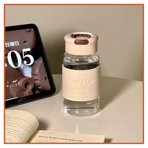 Wosta Leakproof Glass Water Bottle with Stainless Steel Infuser Glass Tea Infuser Bottle with Strainer and Neoprene Sleeve for Loose Leaf Tea, Cold Brew Coffee. (Q - WHITE, 550ML) - Image 1