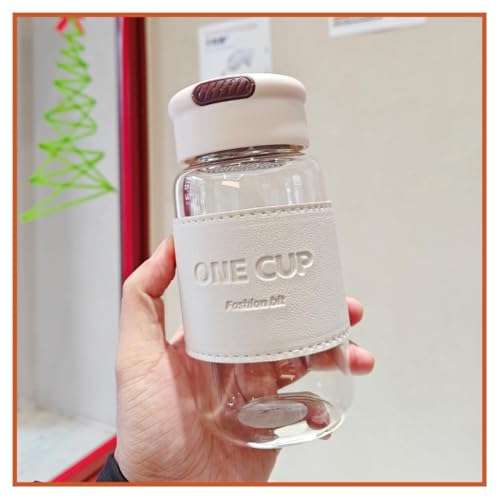 Wosta Leakproof Glass Water Bottle with Stainless Steel Infuser Glass Tea Infuser Bottle with Strainer and Neoprene Sleeve for Loose Leaf Tea, Cold Brew Coffee. (Q - WHITE, 550ML) - Image 2