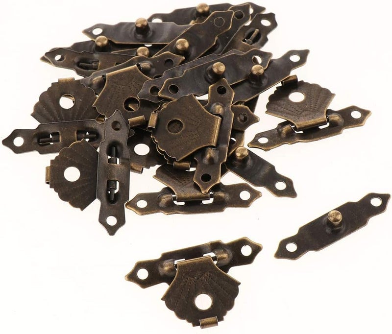 klarako 12pcs Small Box Hinges, Antique Latch Hasp for Wood Jewelry Box, Mini Metal Lock with Screws klarakoBrown, 29x19mm - Image 4