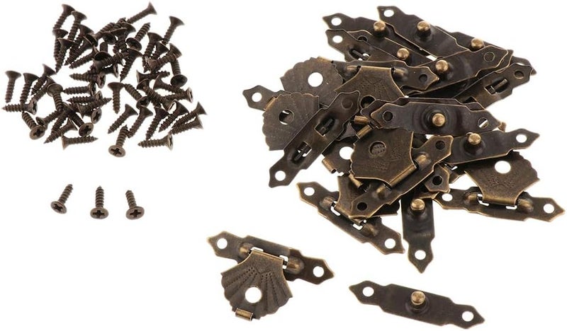 klarako 12pcs Small Box Hinges, Antique Latch Hasp for Wood Jewelry Box, Mini Metal Lock with Screws klarakoBrown, 29x19mm - Image 5