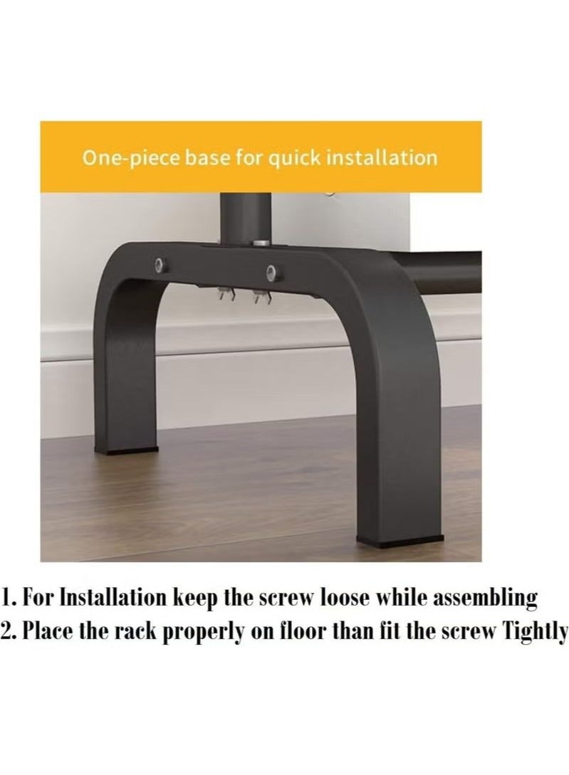 Multifunctional hanger coat rack family bedroom storage rack double pole plus base shoe rack black - Image 3