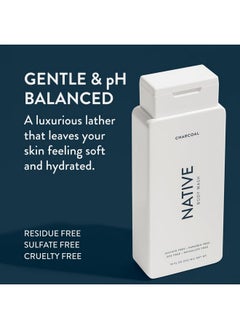 native Body Wash Contains Naturally Derived Ingredients | For Women & Men, Sulfate, Dye, & Paraben Free Leaving Skin Soft And Hydrated | Charcoal 18 Oz 2 Pk  - Image 2