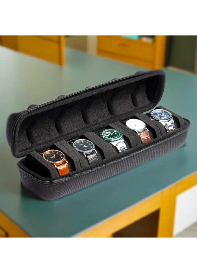 Arabest Hard Watch Travel Case, 5 slot Watch Roll Case Storage and Organizer for Men and Women, with anti-move watch pillow - Image 2